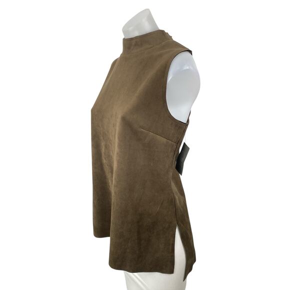 NEW Vince Camuto Women's Faux Suede Mock Neck Sleeveless Fitted Cami Tank Top M - Picture 2 of 7